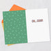 Green card with white pattern and 'OH...GRAP.' text, orange envelope on gray background