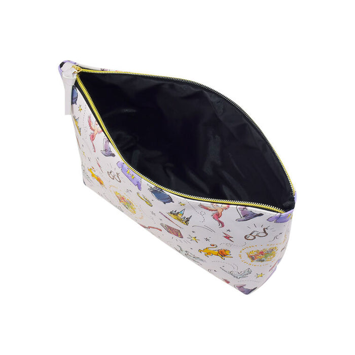 Cosmetic bag with cartoon character pattern on a white background