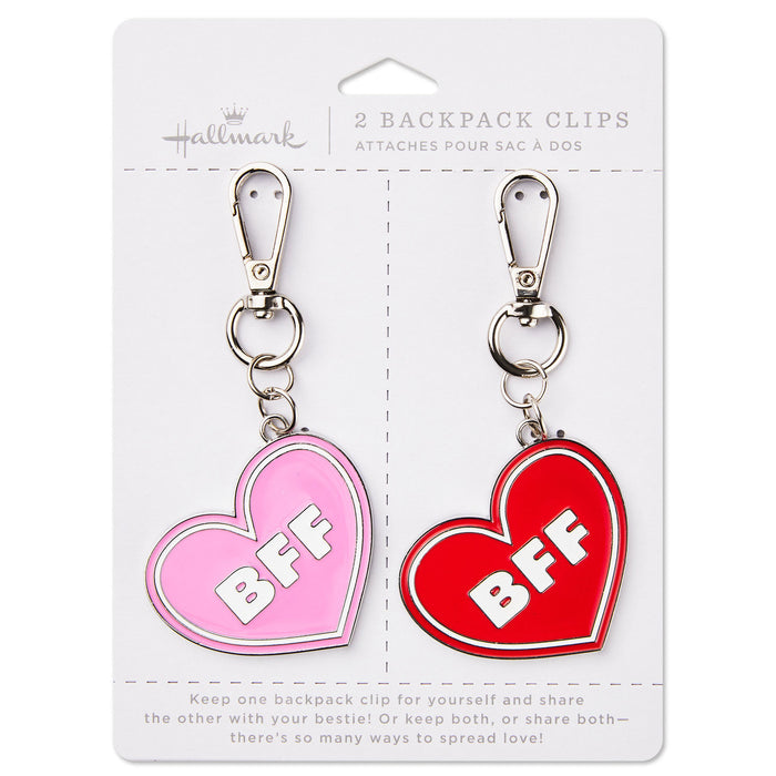 Conversation Hearts Red and Pink Backpack Clips Set