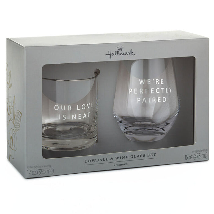 Lowball and Stemless Wine Glass, Set of 2