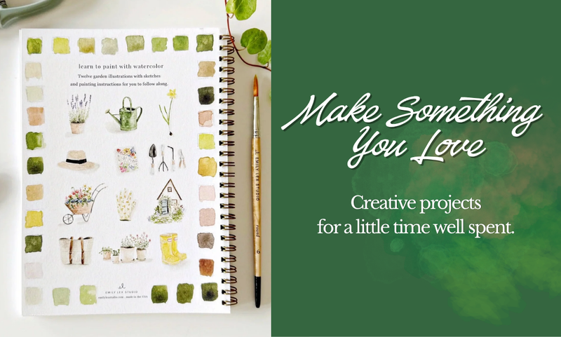 Watercolor painting project with the message Make Something You Love