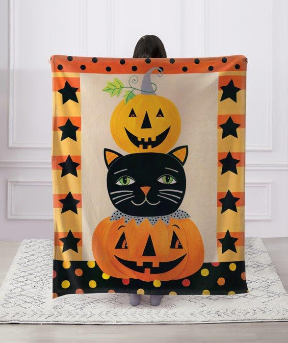 Regal Comfort® Pumpkin Cat Throw Blanket