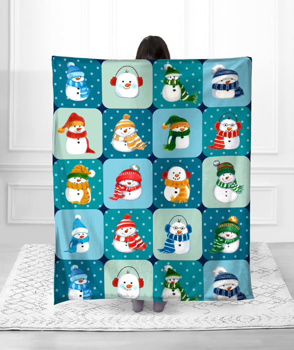 Snowman Patchwork Faux Fur Blanket