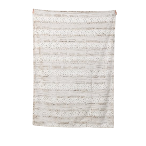 White Leopard Stripe Footed Sherpa Throw