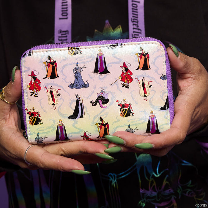 Disney Villains Iridescent All-Over Print Zip Around Wallet by Loungefly