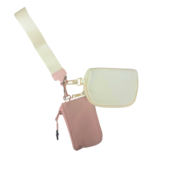 Rose and Ivory Dual Pouch Wristlet