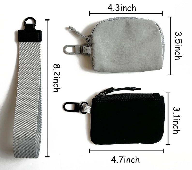 Black and Gray Dual Pouch Wristlet