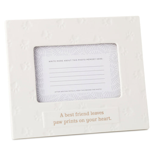 Memorial photo frame with a card inside, featuring text about a best friend.