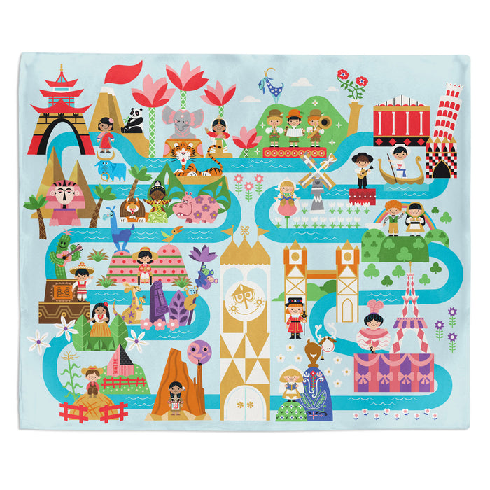 Disney It's a Small World Map Throw Blanket