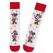 Two socks with Minnie Mouse design on a white background