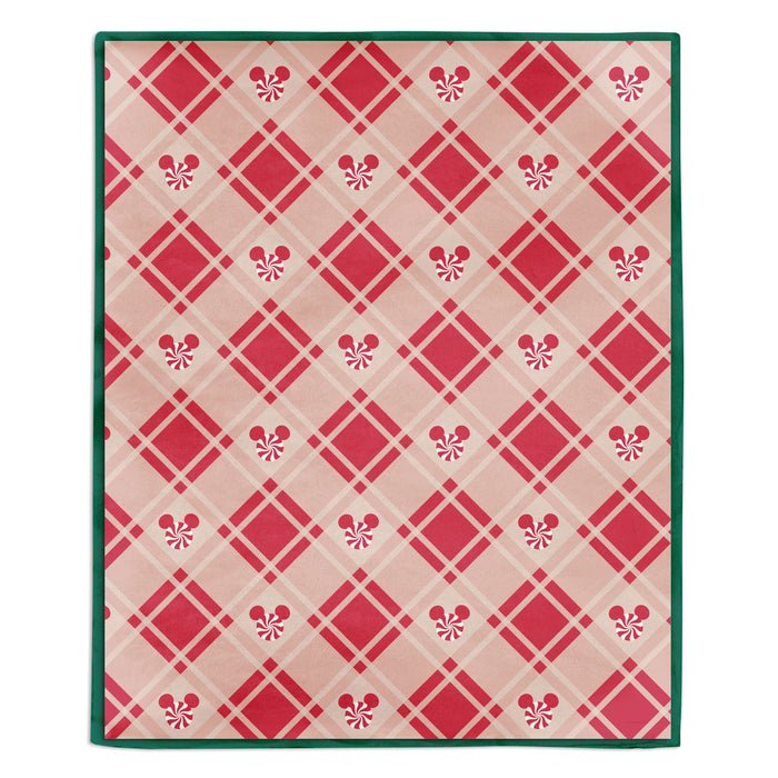 Disney Mickey Mouse Ears Peppermint Plaid Throw Blanket