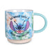 Mug with tie-dye design featuring a character and humorous text on a white background