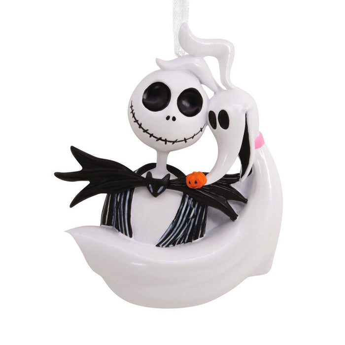 Skeleton character with a bow tie and orange pumpkin on a white background