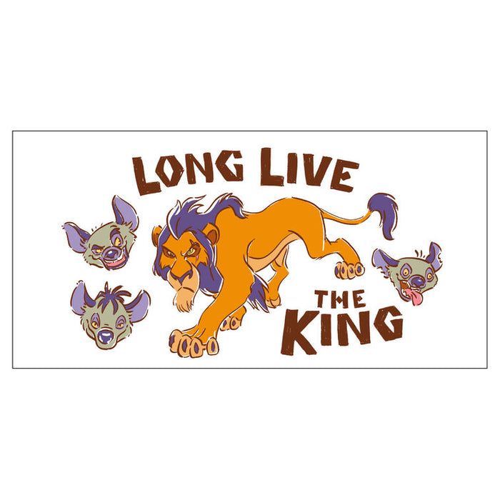 Cartoon lion with 'Long Live The King' text on a white background