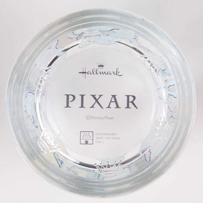 Clear glass plate with 'Hallmark Pixar' branding on a white background