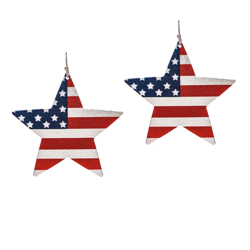 Large Sparkle Flag Star Earring