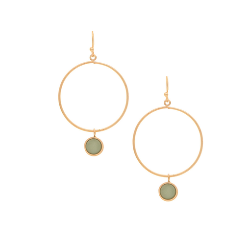Gold & Green Stone Dangle Circle Earring