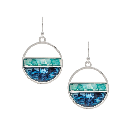 Silver Blue Water Fishbowl Earring