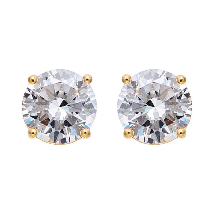 Pair of CZ stud earrings on a white background