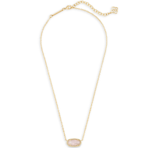 Kendra Scott Elisa Gold Pendant Necklace in Rose Quartz