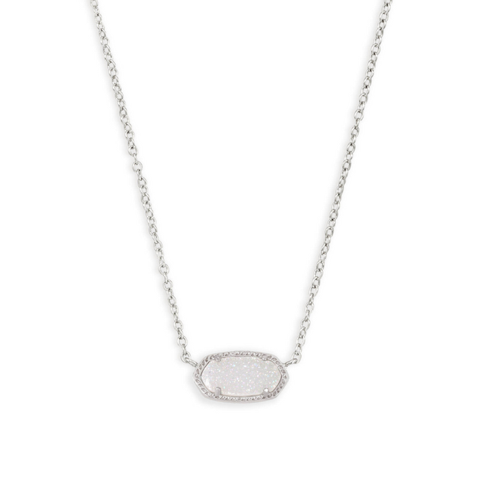 Kendra Scott Elisa Silver Pendant Necklace in Iridescent Drusy