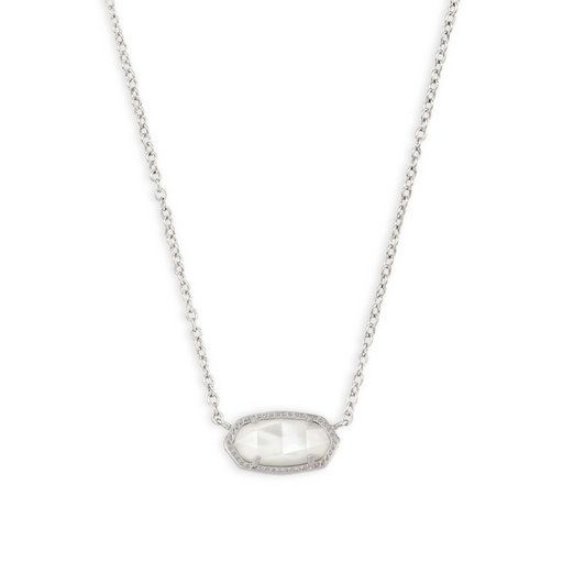 Kendra Scott Elisa Silver Pendant Necklace in Ivory Mother of Pearl