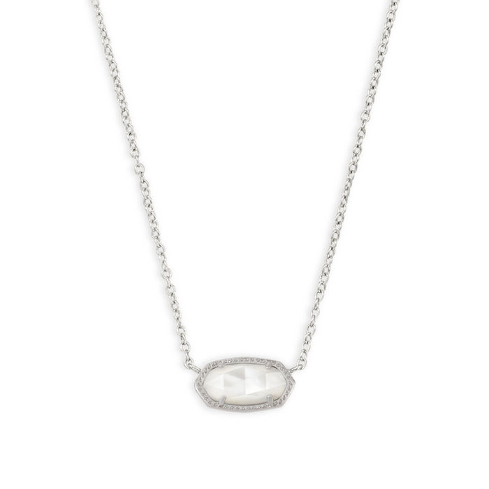 Kendra Scott Elisa Silver Pendant Necklace in Ivory Mother of Pearl