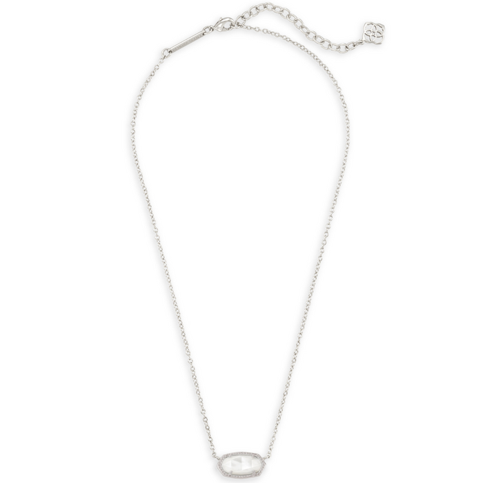 Kendra Scott Elisa Silver Pendant Necklace in Ivory Mother of Pearl