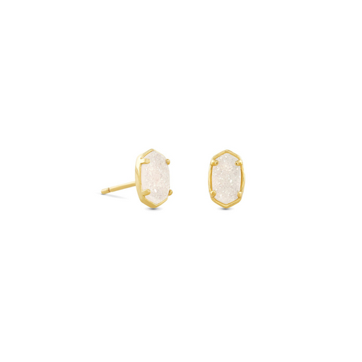Kendra Scott Emilie Gold Stud Earrings in Iridescent Drusy
