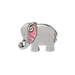Silver elephant charm with pink interior on a white background