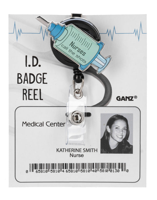 I.D. Badge Reel with Nurse-themed design on a white background