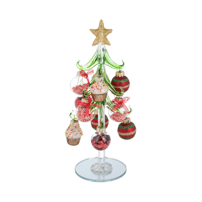 Sweet Glass Christmas Tree with Peppermint Ornaments