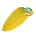 Yellow corn-shaped toy with a 'Easy Squeezey Corn' tag on a white background