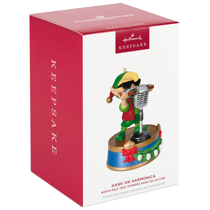 North Pole Tree Trimmers Band Collection Hank On Harmonica 2024 Musical Ornament With Light