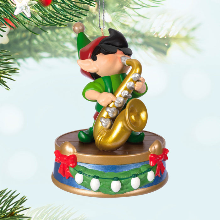 North Pole Tree Trimmers Band Collection Stuey On Sax 2024 Musical Ornament With Light