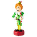 Christmas elf figurine holding a candy cane on a white background