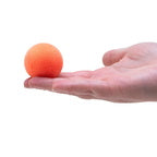 Orange ball held in a hand on a white background