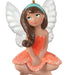 Fairy figurine with white wings and an orange dress on a white background