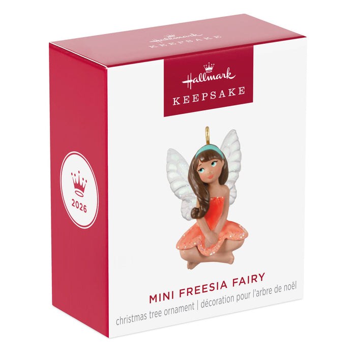Hallmark Mini Freesia Fairy Christmas ornament in packaging