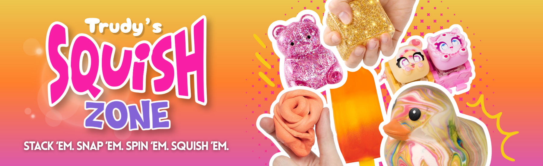 Trudy’s Squish Zone featuring colorful squishy toys, fidgets, and sensory toys