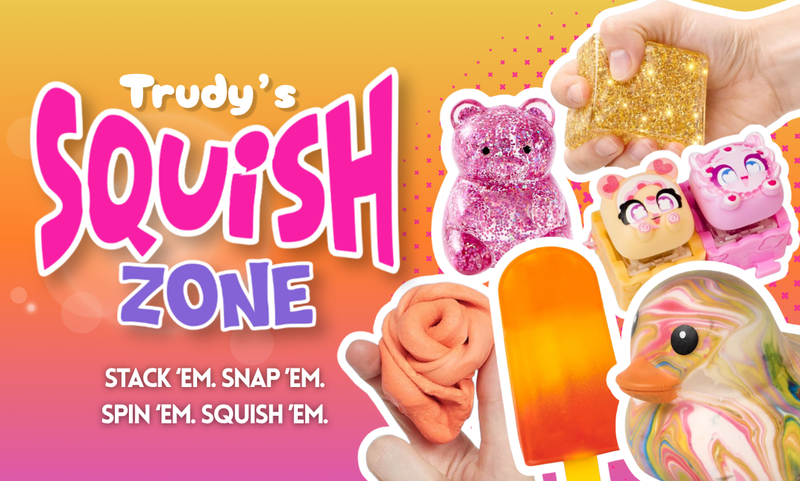 Trudy’s Squish Zone featuring colorful squishy toys, fidgets, and sensory toys