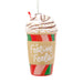 Decorative ornament shaped like a festive cup with whipped cream and 'Festive Feels' text on a white background.