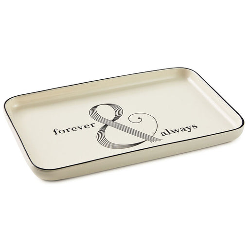 Rectangular tray with 'forever & always' text and design on a white background