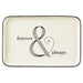 Rectangular ceramic tray with 'forever & always' text and ampersand design on a white background