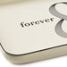 Beige box with 'forever' text and infinity symbol on a white background