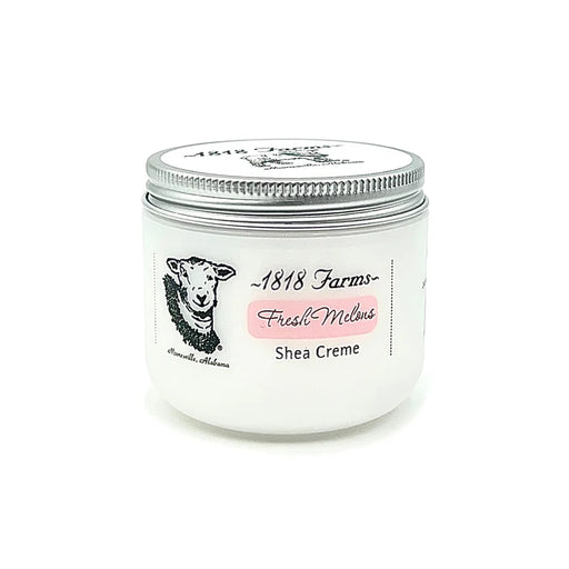 Jar of 1818 Farms Fresh Melons Shea Creme on a white background