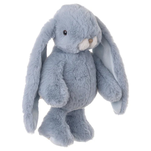 Plush toy rabbit in blue on a white background