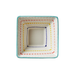 Square ceramic dish with colorful rim on a white background