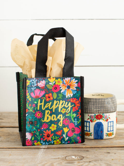 Teal & Gold Floral Small Happy Bag