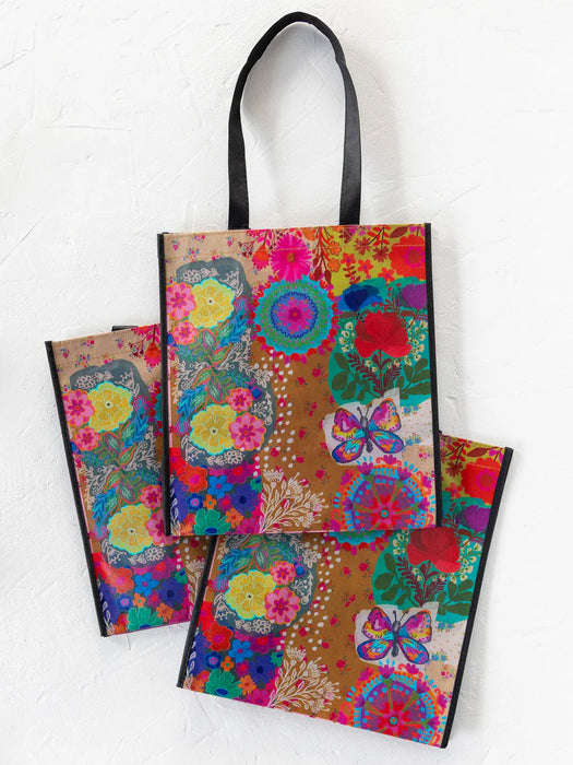 XL Mustard Patchwork Happy Bag, Set of 3